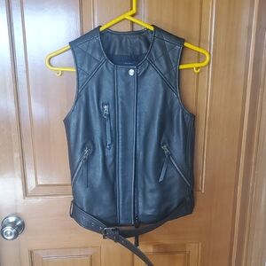 Madewell Black Leather Vest Motorcycle Style